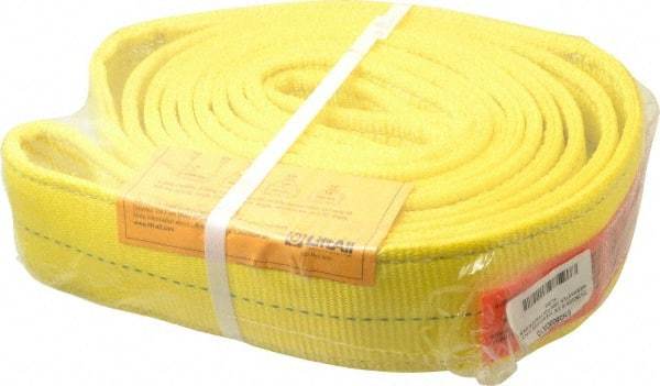 Lift-All - 10' Long x 3" Wide, 16,300 Lb Vertical Capacity, 2 Ply, Polyester Web Sling - 13,000 Lb Choker Capacity, Yellow - Caliber Tooling