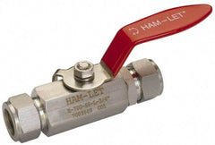 Ham-Let - 1" Pipe, Compression x Compression End Connections, Stainless Steel, Inline, Two Way Flow, Instrumentation Ball Valve - 2,000 psi WOG Rating, Locking Lever Handle, Reinforced PTFE Seal, Reinforced PTFE Seat - Caliber Tooling