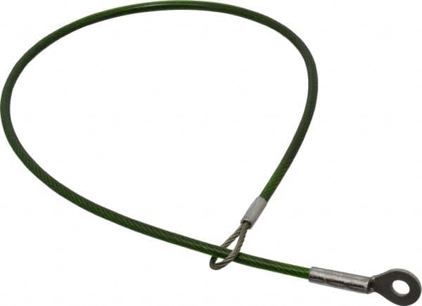 Jergens - 16" Long, Stainless Steel Cable Loop & Eye End, Quick Release Pin Lanyard - 1/16" Cable Diam, 3/16" Hole Diam, Nylon Cable - Caliber Tooling