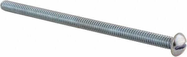 Value Collection - 1/4-20 UNC, 4-1/2" Length Under Head Slotted Drive Machine Screw - Round Head, Alloy Steel, Zinc-Plated Finish, Without Washer - Caliber Tooling