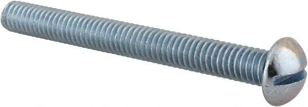 Value Collection - 5/16-18 UNC, 3" Length Under Head Slotted Drive Machine Screw - Round Head, Alloy Steel, Zinc-Plated Finish, Without Washer - Caliber Tooling