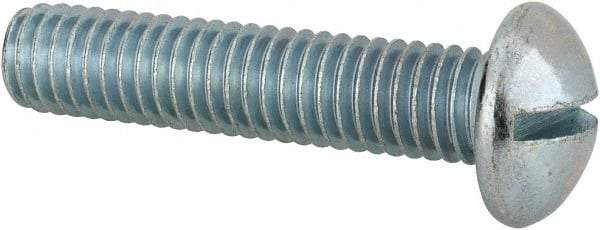 Value Collection - 3/8-16 UNC, 1-3/4" Length Under Head Slotted Drive Machine Screw - Round Head, Alloy Steel, Zinc-Plated Finish, Without Washer - Caliber Tooling