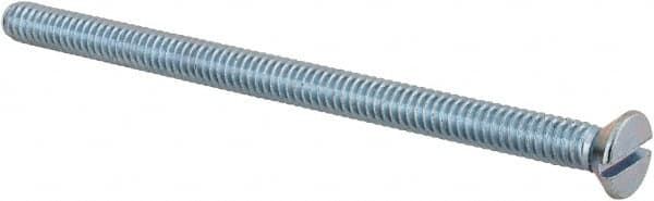 Value Collection - 1/4-20 UNC, 4" OAL Slotted Drive Machine Screw - Flat Head, Grade 2 Steel, Zinc-Plated Finish, Without Washer - Caliber Tooling