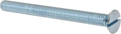 Value Collection - 3/8-16 UNC, 4-1/2" OAL Slotted Drive Machine Screw - Flat Head, Grade J82 Steel, Zinc-Plated Finish, Without Washer - Caliber Tooling