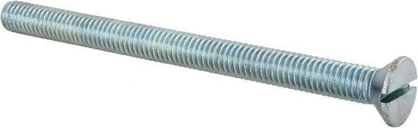 Value Collection - 3/8-16 UNC, 5" OAL Slotted Drive Machine Screw - Flat Head, Grade 2 Steel, Zinc-Plated Finish, Without Washer - Caliber Tooling