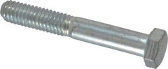 Made in USA - 3/8-16 UNC, 2-1/2" Length Under Head Hex Head Cap Screw - Partially Threaded, Grade 5 Steel, Zinc-Plated Finish, 9/16" Hex - Caliber Tooling