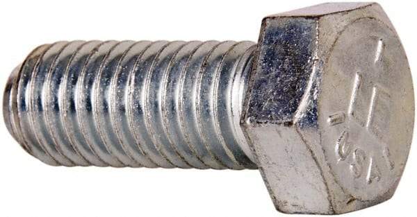 Made in USA - 1/2-13 UNC, 1-1/4" Length Under Head Hex Head Cap Screw - Fully Threaded, Grade 5 Steel, Zinc-Plated Finish, 3/4" Hex - Caliber Tooling