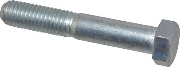 Made in USA - 1/2-13 UNC, 3" Length Under Head Hex Head Cap Screw - Partially Threaded, Grade 5 Steel, Zinc-Plated Finish, 3/4" Hex - Caliber Tooling