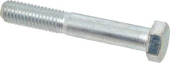 Made in USA - 1/2-13 UNC, 3-1/4" Length Under Head Hex Head Cap Screw - Partially Threaded, Grade 5 Steel, Zinc-Plated Finish, 3/4" Hex - Caliber Tooling