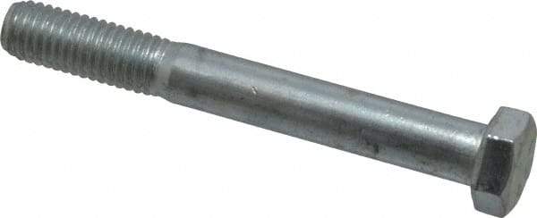 Made in USA - 1/2-13 UNC, 4" Length Under Head Hex Head Cap Screw - Partially Threaded, Grade 5 Steel, Zinc-Plated Finish, 3/4" Hex - Caliber Tooling