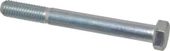 Made in USA - 1/2-13 UNC, 4-1/2" Length Under Head Hex Head Cap Screw - Partially Threaded, Grade 5 Steel, Zinc-Plated Finish, 3/4" Hex - Caliber Tooling