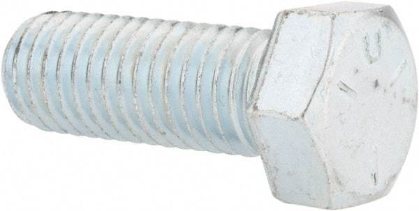 Made in USA - 9/16-12 UNC, 1-1/2" Length Under Head Hex Head Cap Screw - Fully Threaded, Grade 5 Steel, Zinc-Plated Finish, 13/16" Hex - Caliber Tooling