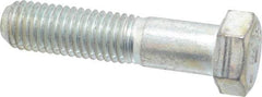 Made in USA - 9/16-12 UNC, 2-1/2" Length Under Head Hex Head Cap Screw - Partially Threaded, Grade 5 Steel, Zinc-Plated Finish, 13/16" Hex - Caliber Tooling