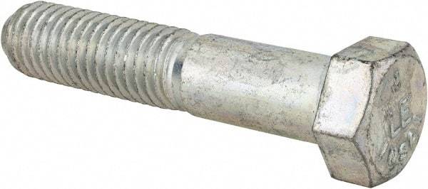 Made in USA - 9/16-12 UNC, 2-3/4" Length Under Head Hex Head Cap Screw - Partially Threaded, Grade 5 Steel, Zinc-Plated Finish, 13/16" Hex - Caliber Tooling