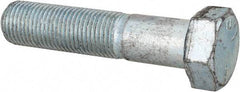 Made in USA - 1/2-20 UNF, 2-1/4" Length Under Head Hex Head Cap Screw - Partially Threaded, Grade 5 Steel, Zinc-Plated Finish, 3/4" Hex - Caliber Tooling