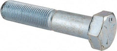 Made in USA - 1/2-20 UNF, 2-1/2" Length Under Head Hex Head Cap Screw - Partially Threaded, Grade 5 Steel, Zinc-Plated Finish, 3/4" Hex - Caliber Tooling