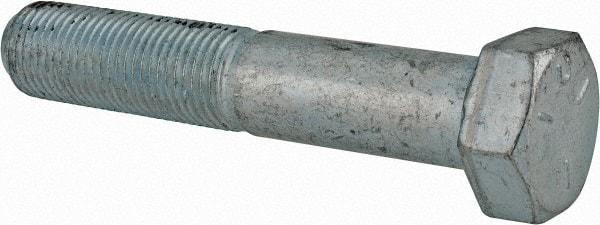 Made in USA - 1/2-20 UNF, 2-3/4" Length Under Head Hex Head Cap Screw - Partially Threaded, Grade 5 Steel, Zinc-Plated Finish, 3/4" Hex - Caliber Tooling