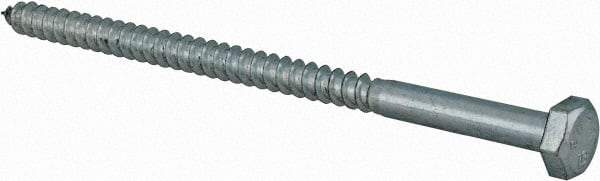 Value Collection - 1/4" Screw, 4-1/2" Length Under Head, Steel, Hex Head Lag Screw - Zinc Plated, Grade 2 - Caliber Tooling