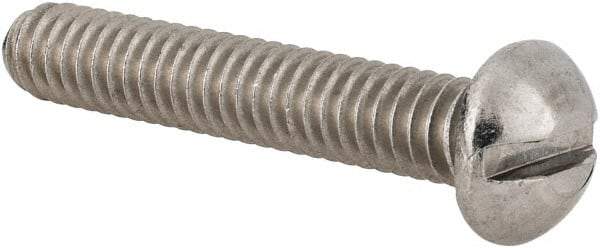 Value Collection - 1/4-20 UNC, 1-1/2" Length Under Head Slotted Drive Machine Screw - Round Head, Grade 18-8 Stainless Steel, Uncoated, Without Washer - Caliber Tooling