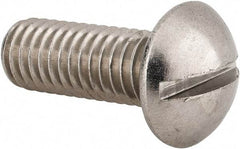 Value Collection - 3/8-16 UNC, 1" Length Under Head Slotted Drive Machine Screw - Round Head, Grade 18-8 Stainless Steel, Uncoated, Without Washer - Caliber Tooling