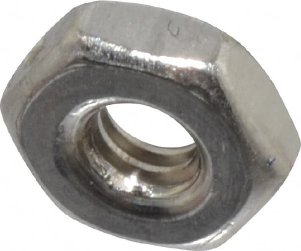 Value Collection - #2-56 UNC Stainless Steel Right Hand Machine Screw Hex Nut - 3/16" Across Flats, 1/16" High, Uncoated - Caliber Tooling