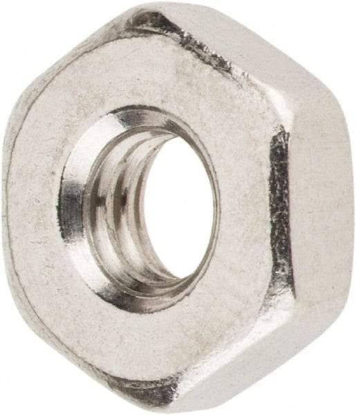 Value Collection - #8-32 UNC Stainless Steel Right Hand Machine Screw Hex Nut - 11/32" Across Flats, 1/8" High, Uncoated - Caliber Tooling