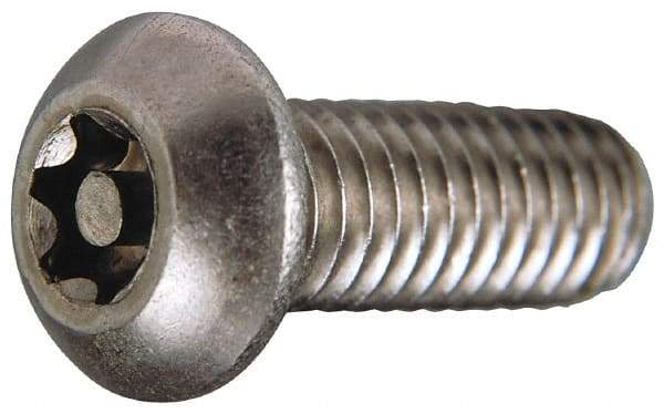 Value Collection - #10-24 UNC Pin In Torx Drive, Button Screw - Grade 18-8 Stainless Steel, Uncoated, 1/2" Length Under Head - Caliber Tooling