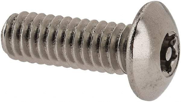 Value Collection - #8-32 UNC Pin In Torx Drive, Button Screw - Grade 18-8 Stainless Steel, Uncoated, 1/2" Length Under Head - Caliber Tooling