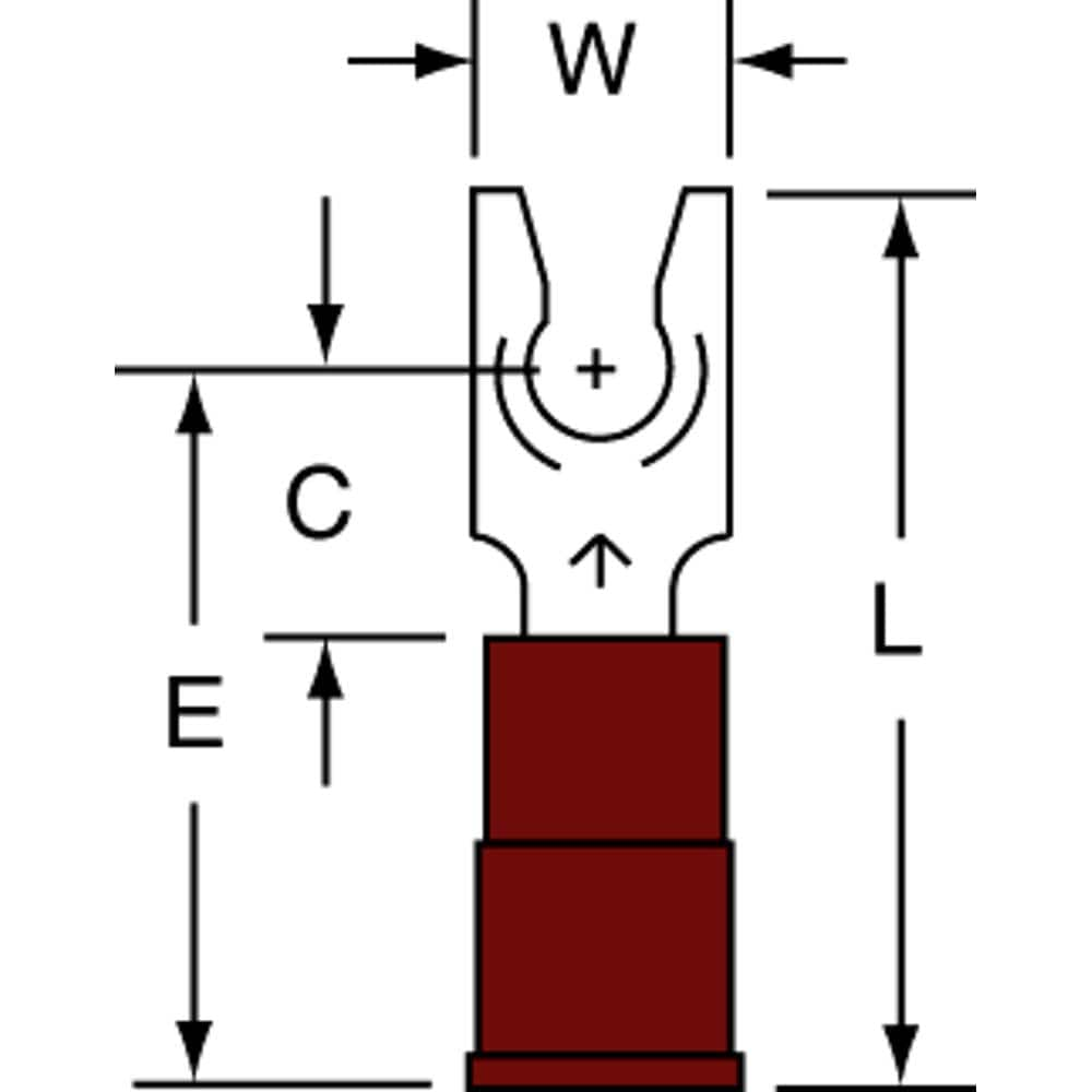 3M - #6 Stud, 22 to 18 AWG Compatible, Partially Insulated, Crimp Connection, Locking Fork Terminal - Caliber Tooling