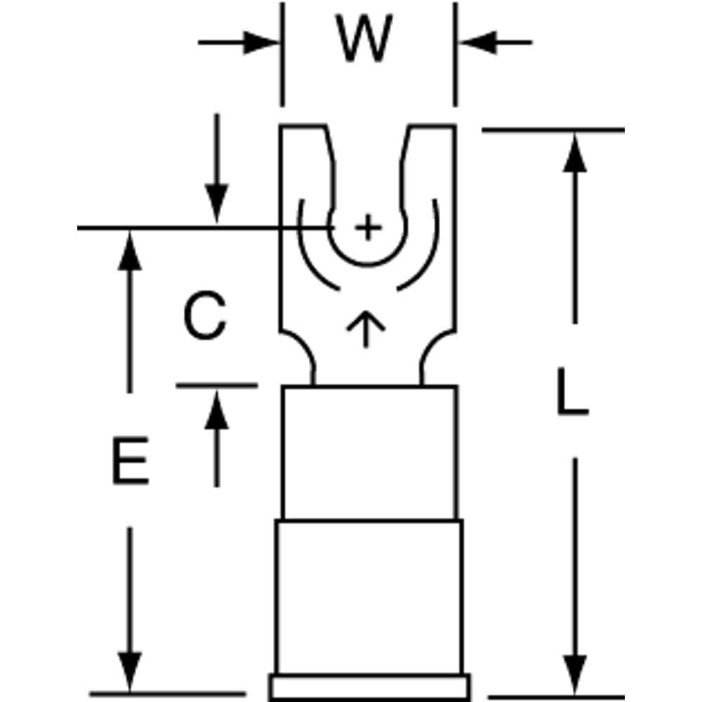 3M - #6 Stud, 16 to 14 AWG Compatible, Partially Insulated, Crimp Connection, Locking Fork Terminal - Caliber Tooling