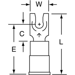 3M - #6 Stud, 16 to 14 AWG Compatible, Partially Insulated, Crimp Connection, Locking Fork Terminal - Caliber Tooling