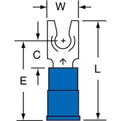 3M - #8 Stud, 16 to 14 AWG Compatible, Partially Insulated, Crimp Connection, Locking Fork Terminal - Caliber Tooling