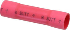 3M - 8 AWG Compatible, Vinyl Fully Insulated, Crimp-On Butt Splice Terminal - 2 Wire Entries, Copper Contacts, Zinc Contact Plating, 1.08" OAL, Red - Caliber Tooling