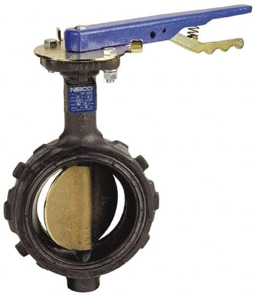 NIBCO - 4" Pipe, Wafer Butterfly Valve - Lever Handle, Ductile Iron Body, EPDM Seat, 250 WOG, Stainless Steel (CF8M) Disc, Stainless Steel Stem - Caliber Tooling