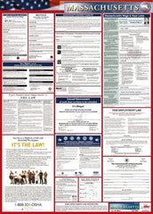 NMC - 24" Wide x 40" High Laminated Paper Labor Law Information Poster - Massachusetts Jurisdiction, 0.03" Thick, English - Caliber Tooling