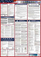 NMC - 24" Wide x 40" High Laminated Paper Labor Law Information Poster - Virginia Jurisdiction, 0.03" Thick, English - Caliber Tooling