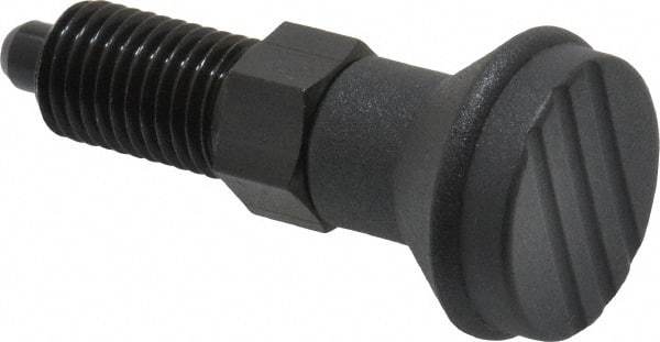 Gibraltar - M12x1.5, 17mm Thread Length, 6mm Plunger Diam, Knob Handle Indexing Plunger - Plunger Style A, 20mm Body Length, 56mm OAL, Steel - Caliber Tooling