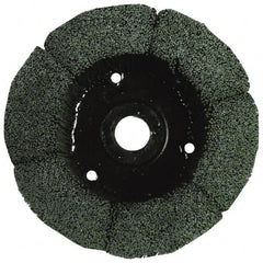 Osborn - 9" 120 Grit Silicon Carbide Crimped Disc Brush - Fine Grade, Plain Hole Connector, 1-1/2" Trim Length, 3/4" Shank Diam, 7/8" Arbor Hole - Caliber Tooling