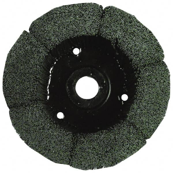 Osborn - 8" 120 Grit Silicon Carbide Crimped Disc Brush - Fine Grade, Plain Hole Connector, 1-1/2" Trim Length, 3/4" Shank Diam, 7/8" Arbor Hole - Caliber Tooling