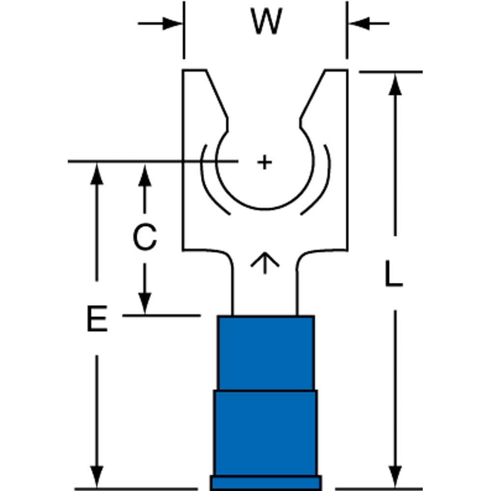 3M - 1/4" Stud, 16 to 14 AWG Compatible, Partially Insulated, Crimp Connection, Locking Fork Terminal - Caliber Tooling