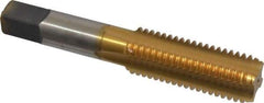 Kennametal - 3/4-10 UNC 4 Flute TiN Finish High Speed Steel Straight Flute Standard Hand Tap - Bottoming, Right Hand Thread, 4-1/4" OAL, 2" Thread Length, H3 Limit, Oversize - Exact Industrial Supply