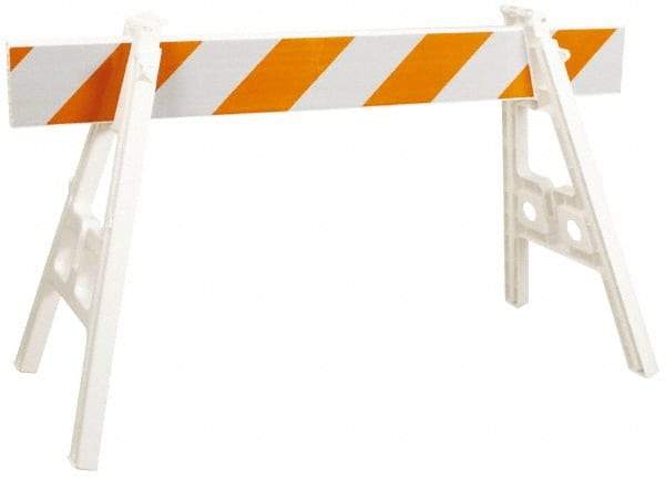 PRO-SAFE - 24 Inch Wide x 40 Inch High, Reflective, Plastic A Frame Barricade without Rail - 7 Lbs., White and Orange - Caliber Tooling