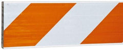 PRO-SAFE - 2 Inch Wide x 8 Inch High, Reflective, Plastic Barricade Rail - 3 Lbs., White and Orange - Caliber Tooling