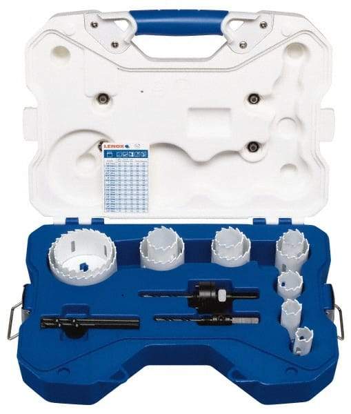 Lenox - 15 Piece, 3/4" to 3" Saw Diam, Contractor's Hole Saw Kit - Carbide-Tipped, Toothed Edge, Pilot Drill Model No. 123CT, Includes 11 Hole Saws - Caliber Tooling