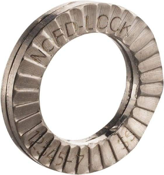 Nord-Lock - 1/4", 0.454" OD, Uncoated, Stainless Steel Wedge Lock Washer - Grade 316L, 0.276 to 0.284" ID - Caliber Tooling