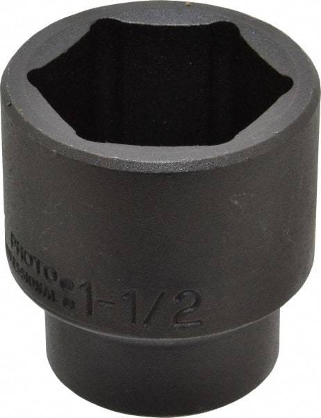 Proto - 1/2" Drive 1-1/2" Standard Impact Socket - 6 Points, 2-15/64" OAL - Caliber Tooling