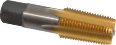 Kennametal - 1/2-14 NPT Thread, 4 Flute Standard Pipe Tap - 3.13" OAL, 1.656" Thread Length, 11/16" Shank Diam, TiN Finish, High Speed Steel - Exact Industrial Supply