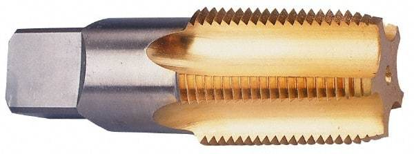 Cleveland - 1/2-14 NPT Thread, 4 Flute Standard Pipe Tap - 3-1/8" OAL, TiN Finish, High Speed Steel - Exact Industrial Supply