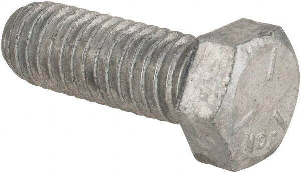 Value Collection - 7/16-14 UNC, 1-1/4" Length Under Head Hex Head Cap Screw - Fully Threaded, Grade 5 Steel, Hot Dipped Galvanized Finish, 5/8" Hex - Caliber Tooling