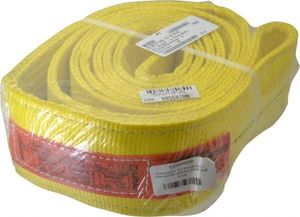 Lift-All - 6' Long x 4" Wide, 20,700 Lb Vertical Capacity, 2 Ply, Polyester Web Sling - 16,500 Lb Choker Capacity, Yellow - Caliber Tooling